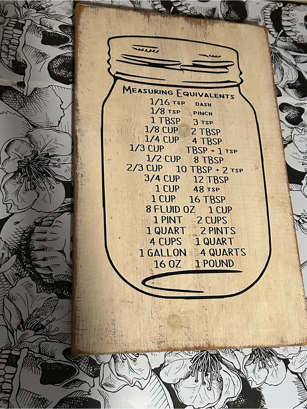 Measuring Equivalents Kitchen Sign - Cream